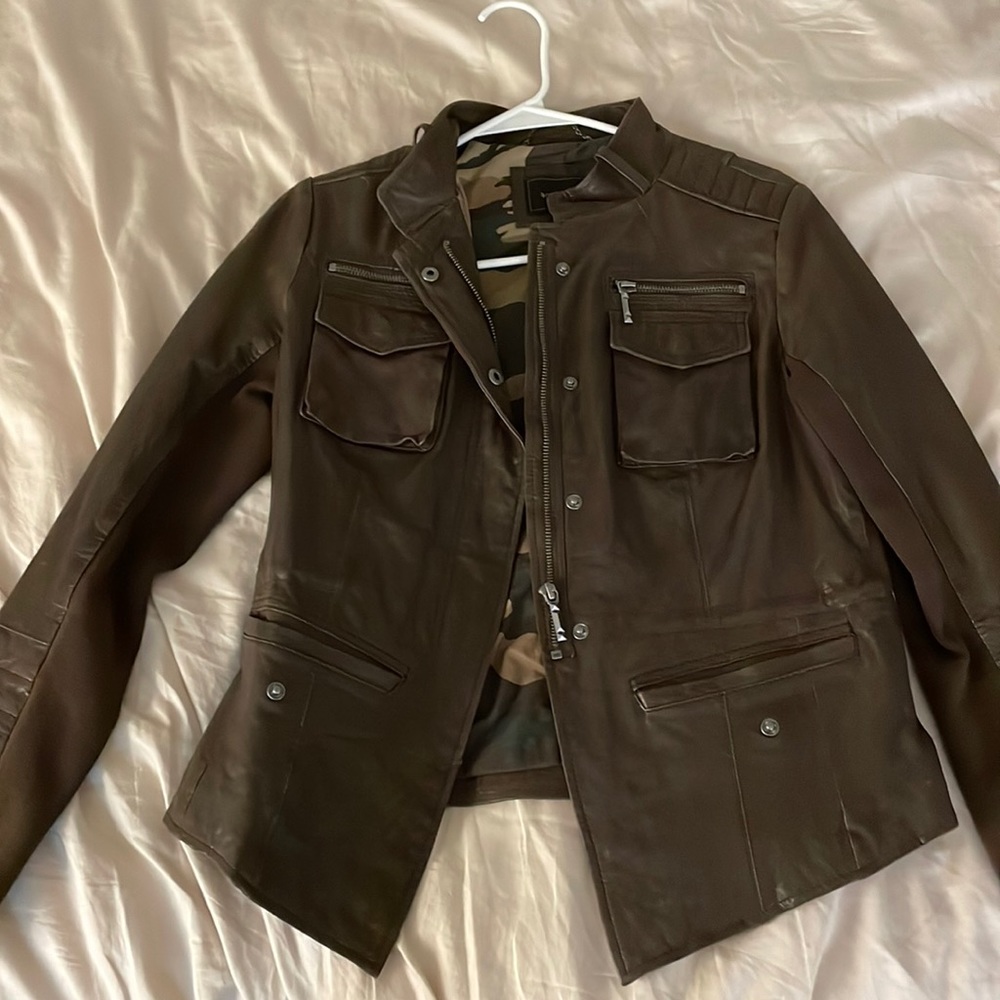 Bcbg max azaria brown leather jacket